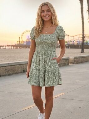 hollister green floral dress Maren_Rae on LTK